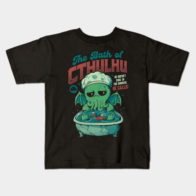 The Bath of Cthulhu - Funny Horror Monster Gift Kids T-Shirt by eduely